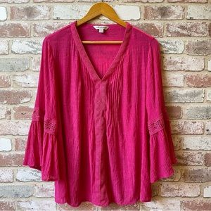 Counterparts Pink V Neck Top Lace Detail Women’s Size XL